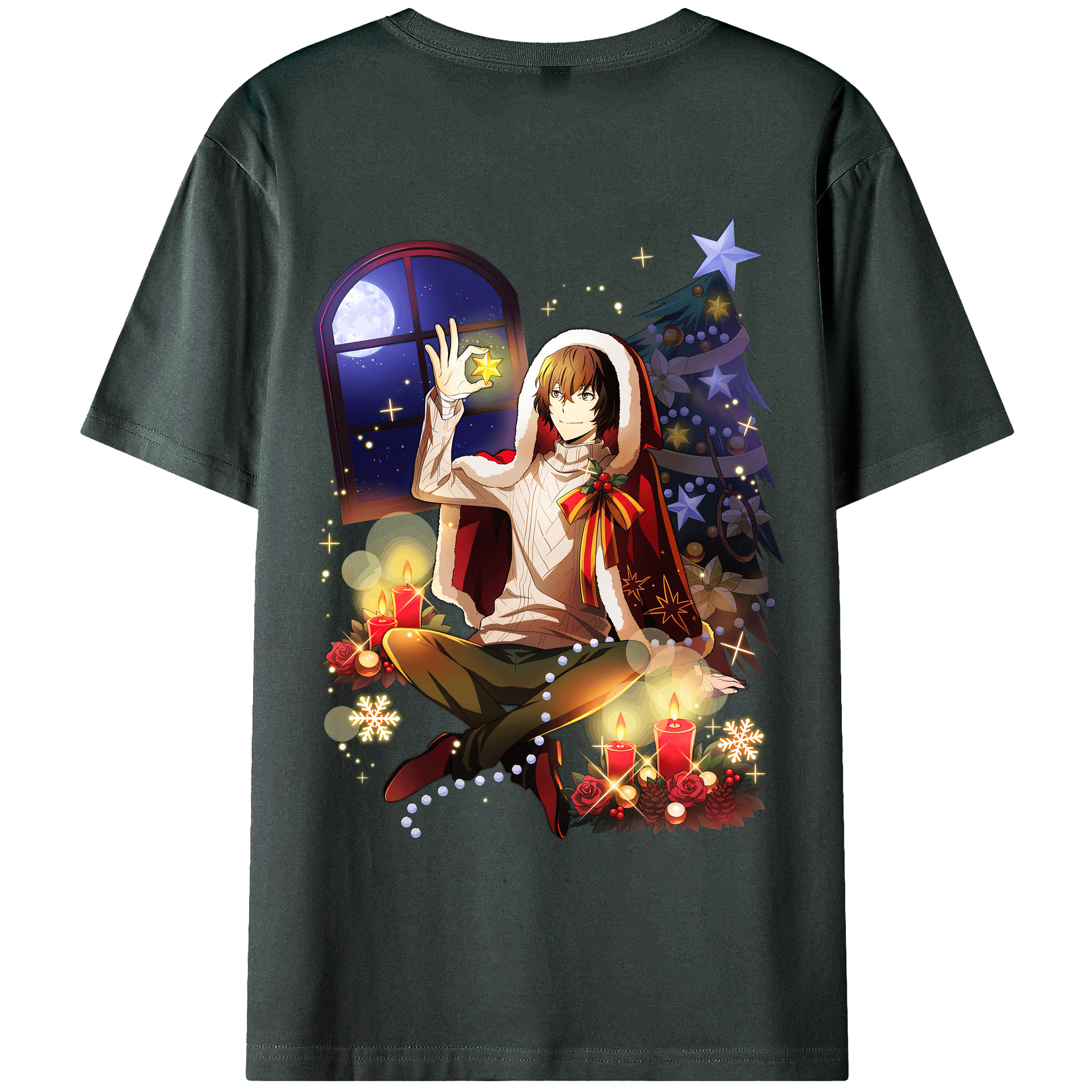 （画像用） 文豪ストレイドッグス Bungo Stray Dogs 綿100％ メンズ半袖Tシャツ（バックプリント） 通気性